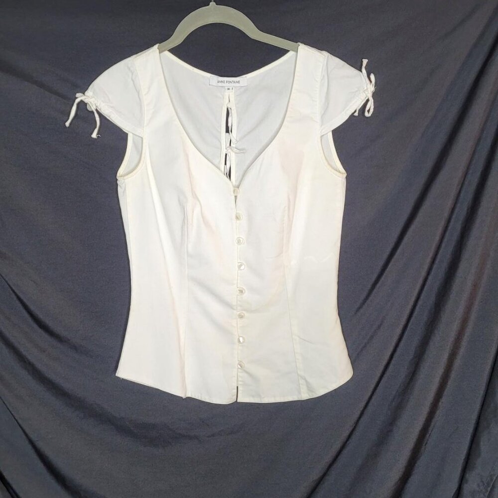 Anne Fontaine white sleeveless  blouse, size 36/4, Made in France